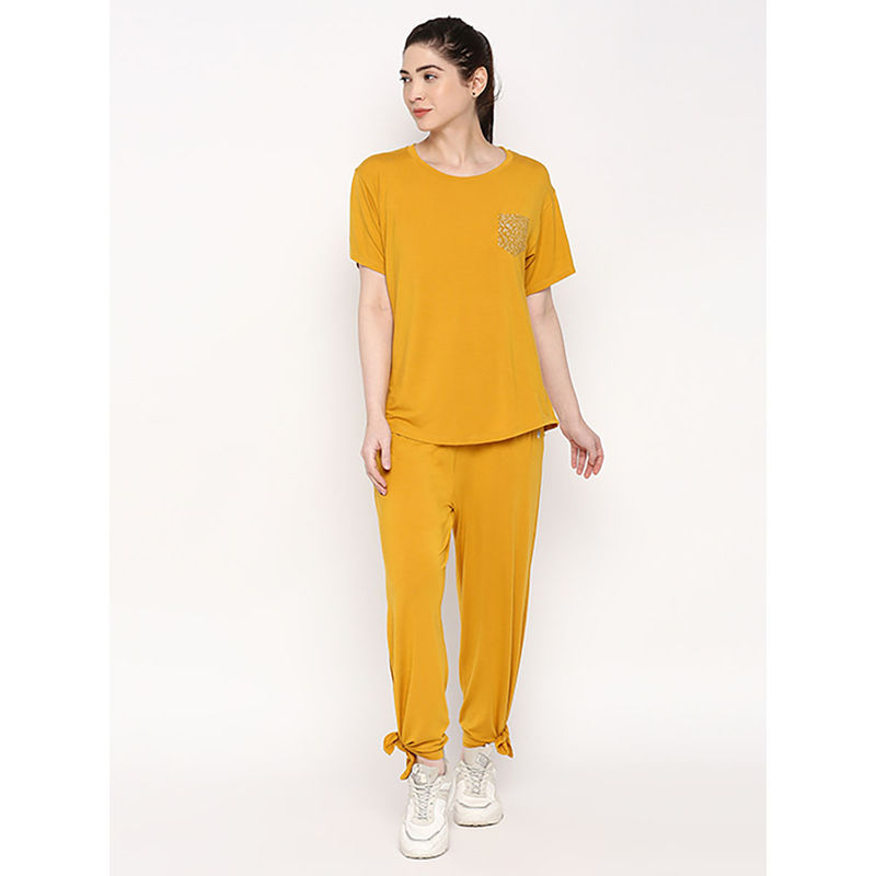 Tuna London Mustard Solid Chic Tracksuit (Set of 2) (S)