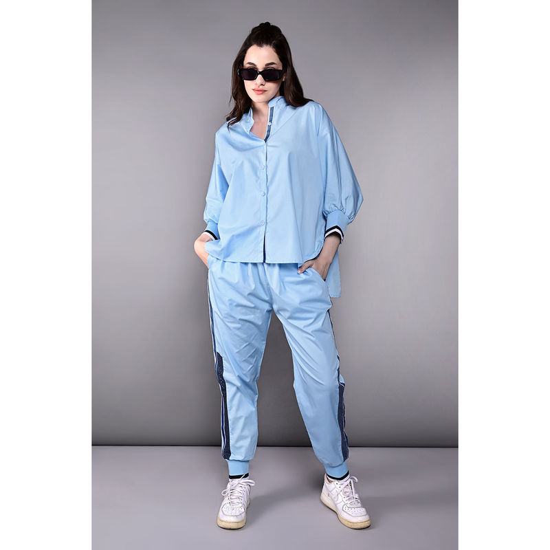 Tuna London Blue Solid Accented Tracksuit (Set of 2) (L)