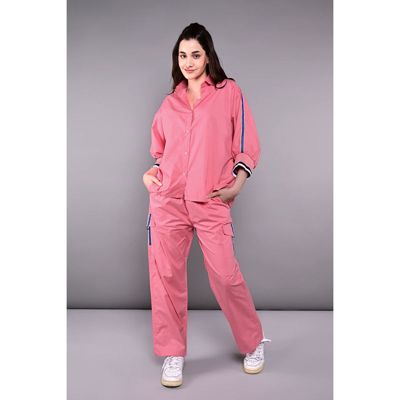 Tuna London Pink Solid Accented Tracksuit (Set of 2) (M)