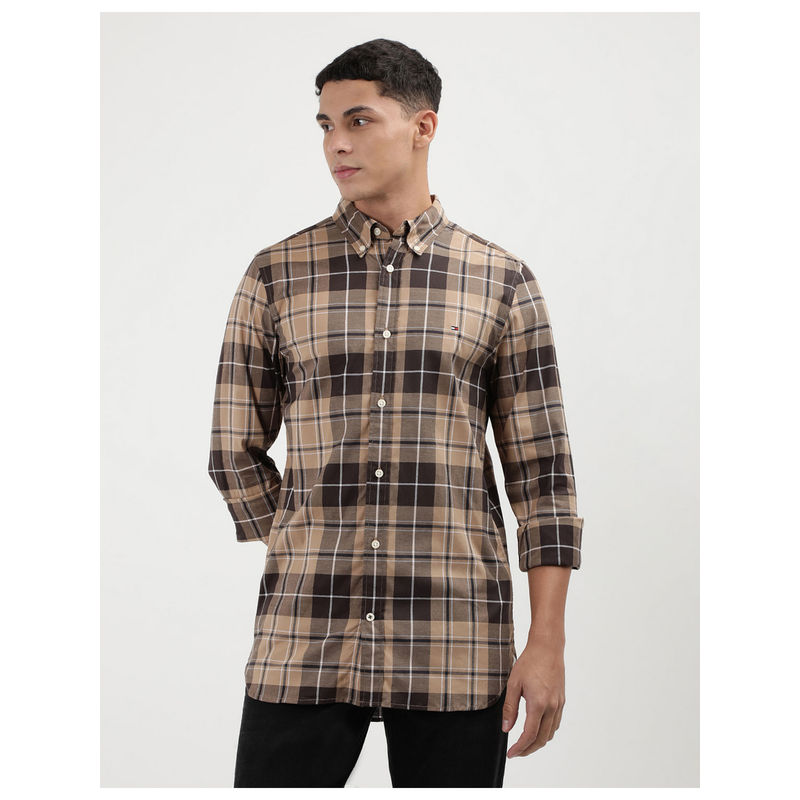 Tommy Hilfiger Mens Brown Checks Shirt (L)