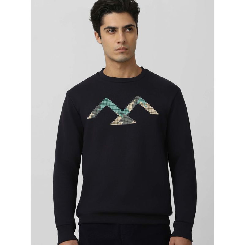Mufti Men Navy Blue Graphic Printed Sweatshirt (M)