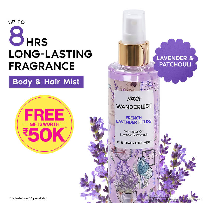 Nykaa Wanderlust Body & Hair Mist - French Lavender Long Lasting Perfume | Lavender Calming Scent