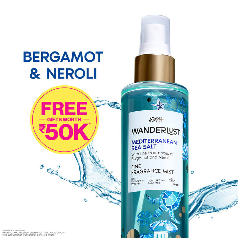 Nykaa Wanderlust Body & Hair Mist - Mediterranean Sea Salt Perfume | Aquatic with Bergamot & Neroli