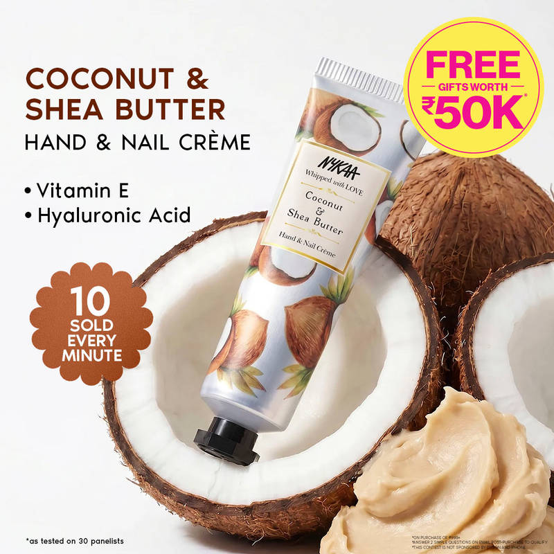 Nykaa Wanderlust Coconut & Shea Butter Hand & Nail Cream - Nourishing with Vitamin E & Hya Acid