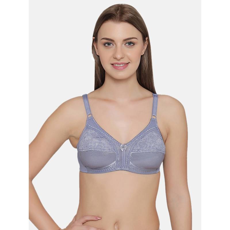 Clovia Polyamide Solid Non-Padded Full Cup Wire Free Plus size Bra - Light Grey (32C)