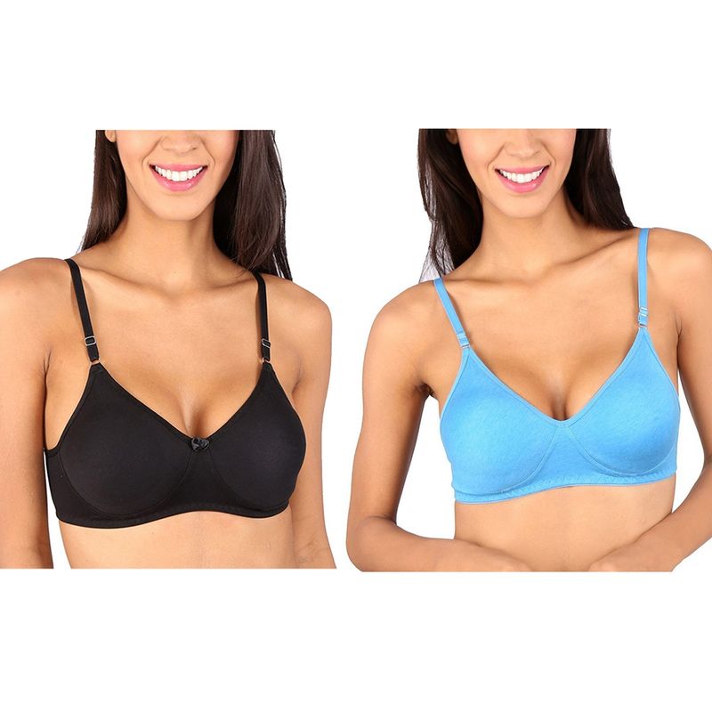 Bralux Bela T-Shirt Bra Black - Melange Blue Set Of 2 (30B)