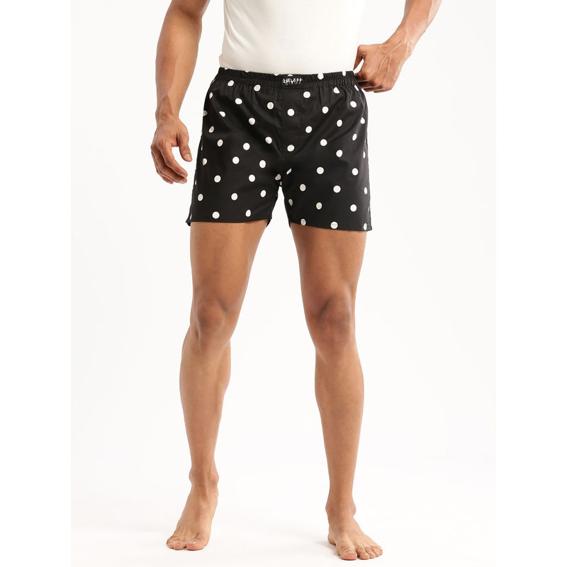 SHOWOFF Men Cotton Slim Fit Polka Dots Printed Black Boxer (XL)