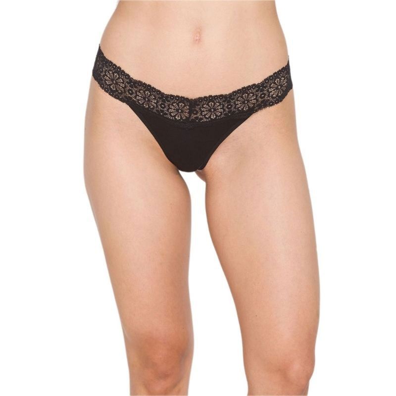 Candyskin Women's Cotton Thong Panty - Black (M)