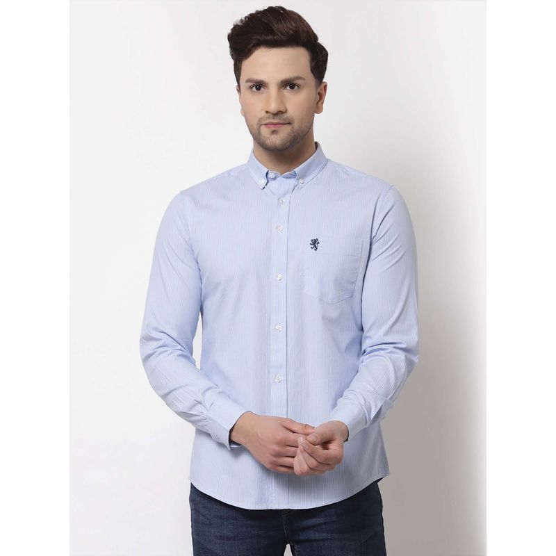 Red Tape Men Blue Stripes Casual Shirt (L)