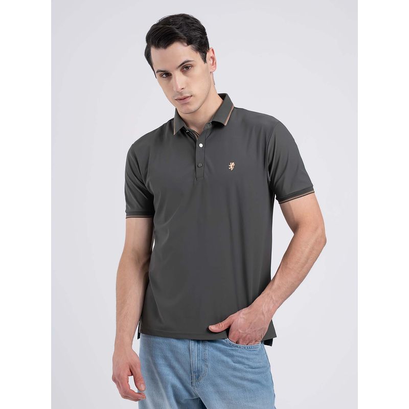 Red Tape Men Grey Solid Polo T-Shirt (2XL)