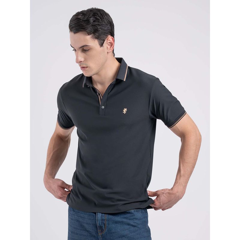 Red Tape Men Black Solid Polo T-Shirt (L)