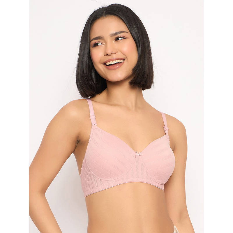 Clovia Polyamide Padded Full Cup Wire Free T-Shirt Bra - Pink (40B)