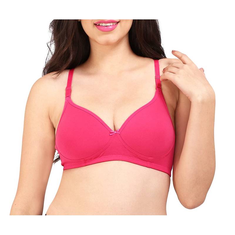 Bralux Multi-way B Cup Cotton Non-wired Thin Padded Bra With Transparent Strap - Pink (34B)