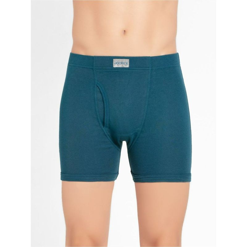 Jockey 8008 Mens Super Cotton Rib Boxer Brief with Ultrasoft Concealed Waistband-Blue (XL)