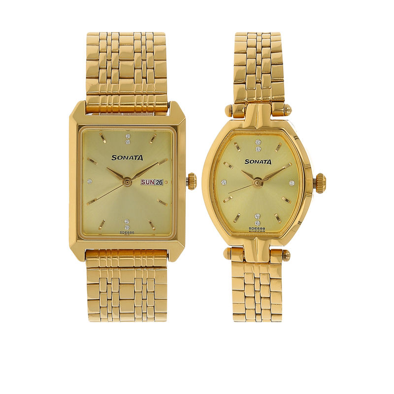 Sonata golden watch online for men