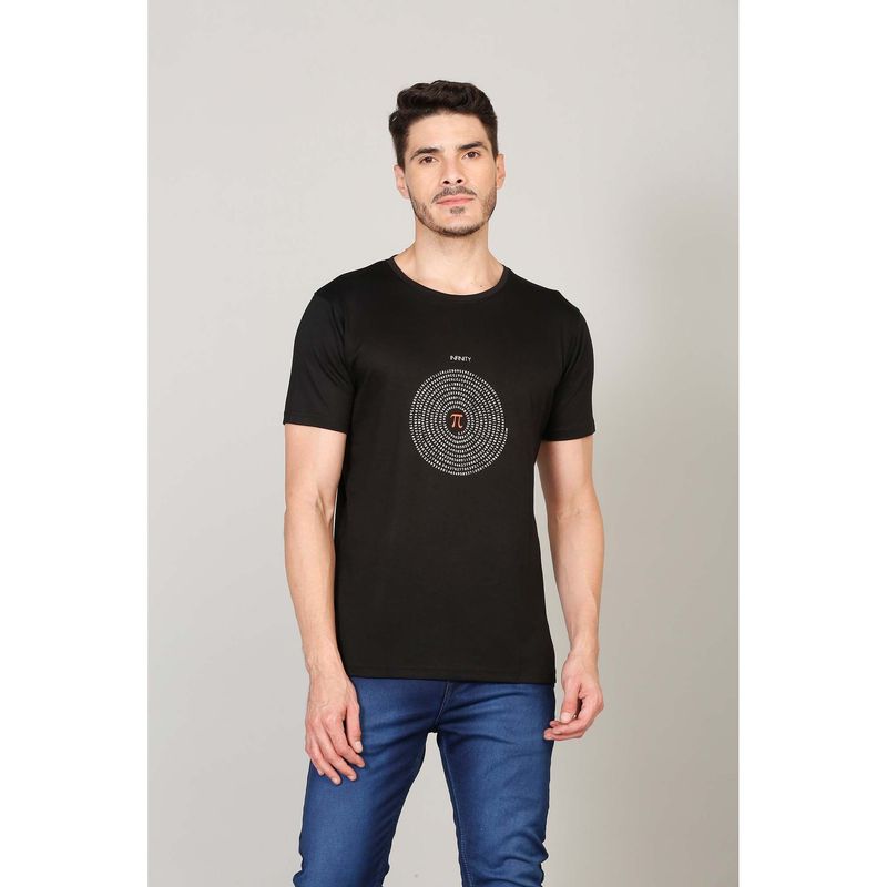 Selfusion Men'S Black Math Graphic Printed Cotton Slim Fit T-Shirt (L) (L)