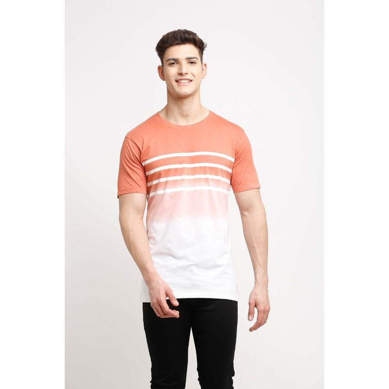 Selfusion Men'S Ombre Striped Premium Cotton Slim T-Shirt (L) (L)