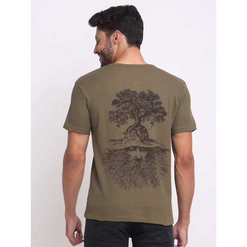 Selfusion Men'S Broen Waffle Knit Old Man Tree Graphic Henley (L) (L)