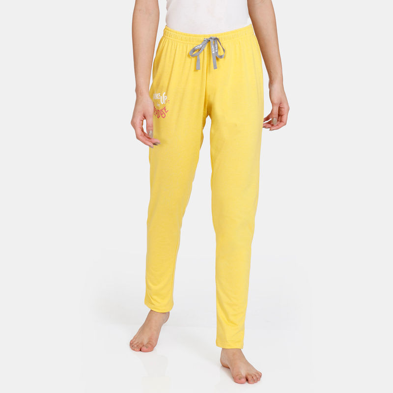 Zivame Rosaline Starry Nights Knit Cotton Pyjama - Spicy Mustard - Yellow (XS)