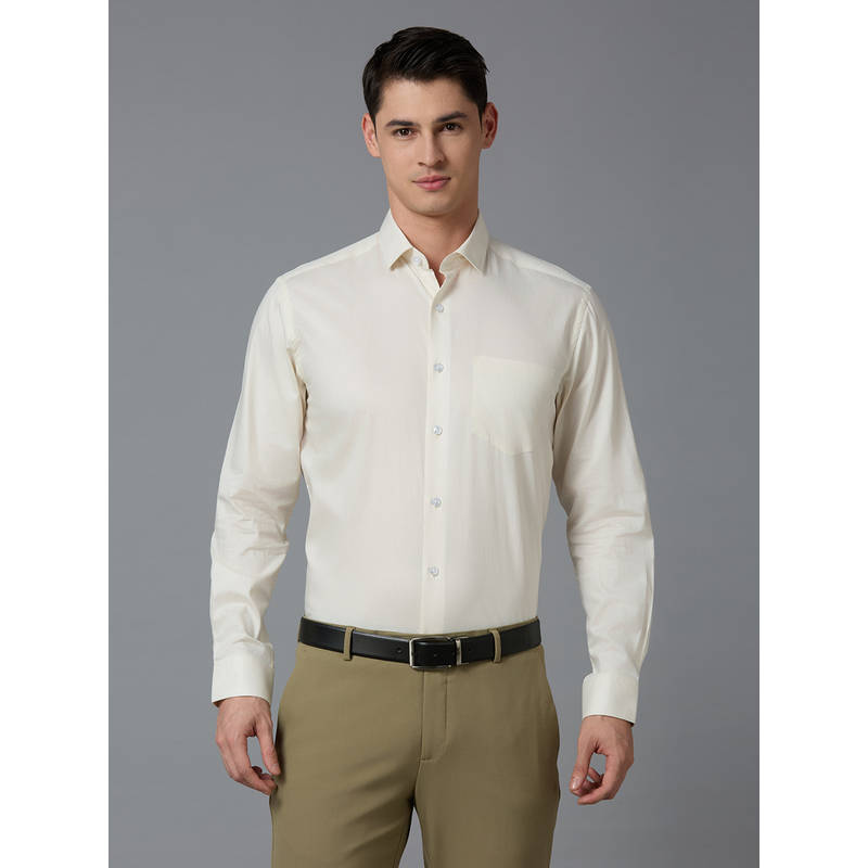 Reid & Taylor Men Solid Ivory Formal Shirt (38)