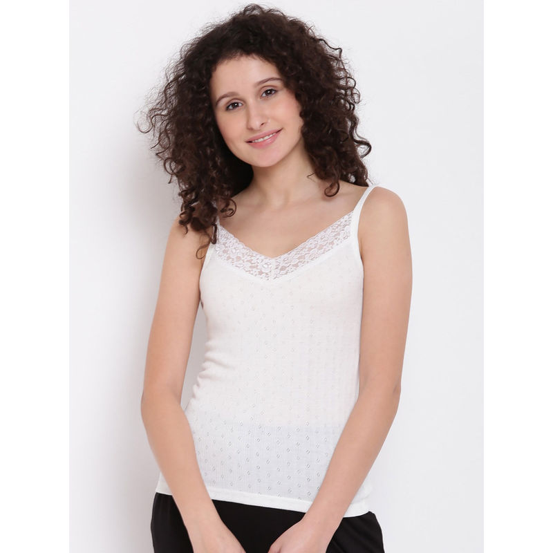 Kanvin Off White Patterned Thermal Top (S) Off White