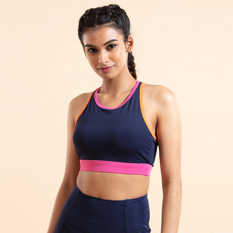 Nykd All Day Low impact Crop top Bra- NYK112 Peacoat Navy (M)