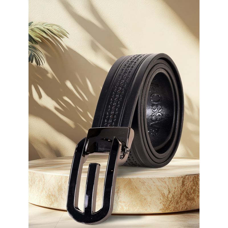 Sassora Premium Genuine Leather Belt Embossed Design With High-Black Buckle (36)