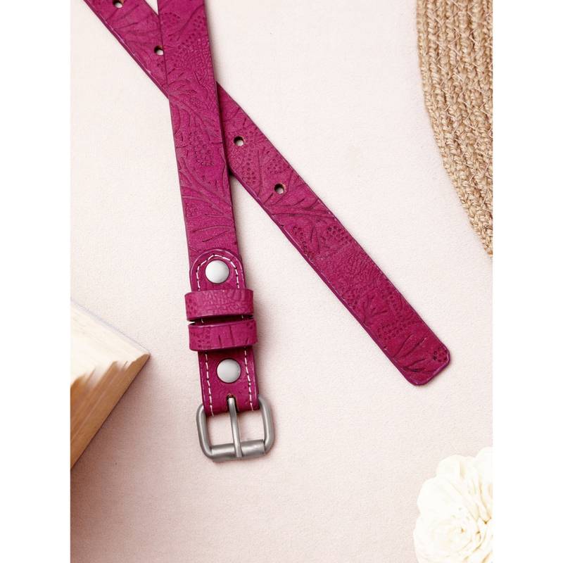 Aditi Wasan Pink Embossed Genuine Leather Women Belt (28)
