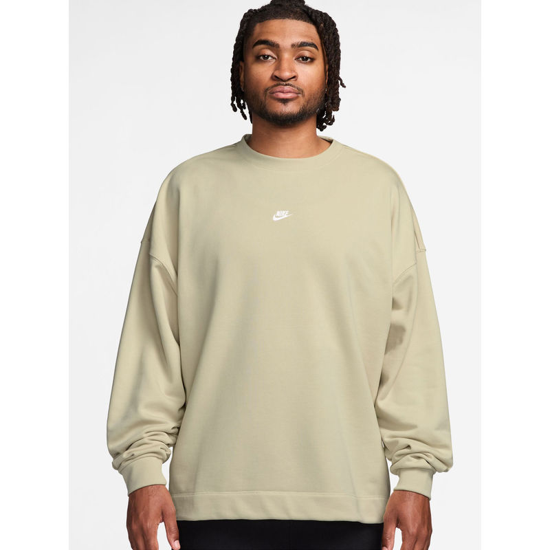 Nike Sportswear Club Men Beige Oversized French Terry Crew-Neck Sweatshirt (S)