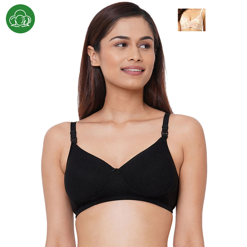 Inner Sense Organic Antimicrobial Padded NonWired Feeding Bra Multi-Color (Pack of 2) (36B)