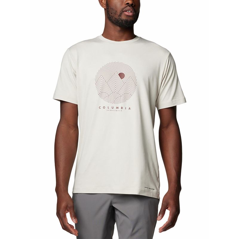 Columbia Mens Beige Omni-Shade Kwick Hike Graphic Short Sleeve Tshirt (XL)