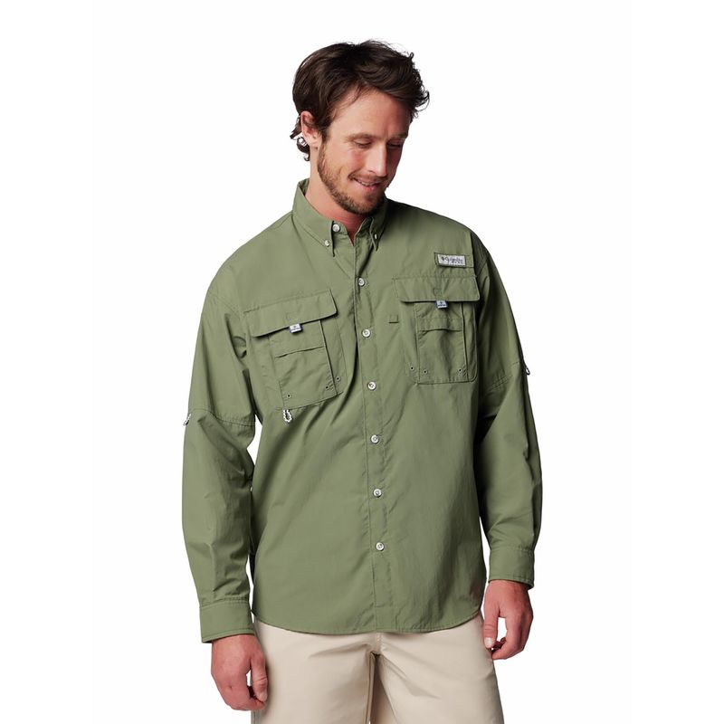 Columbia Mens Green Omni-Shade Bahama II Long Sleeve Shirt (L)