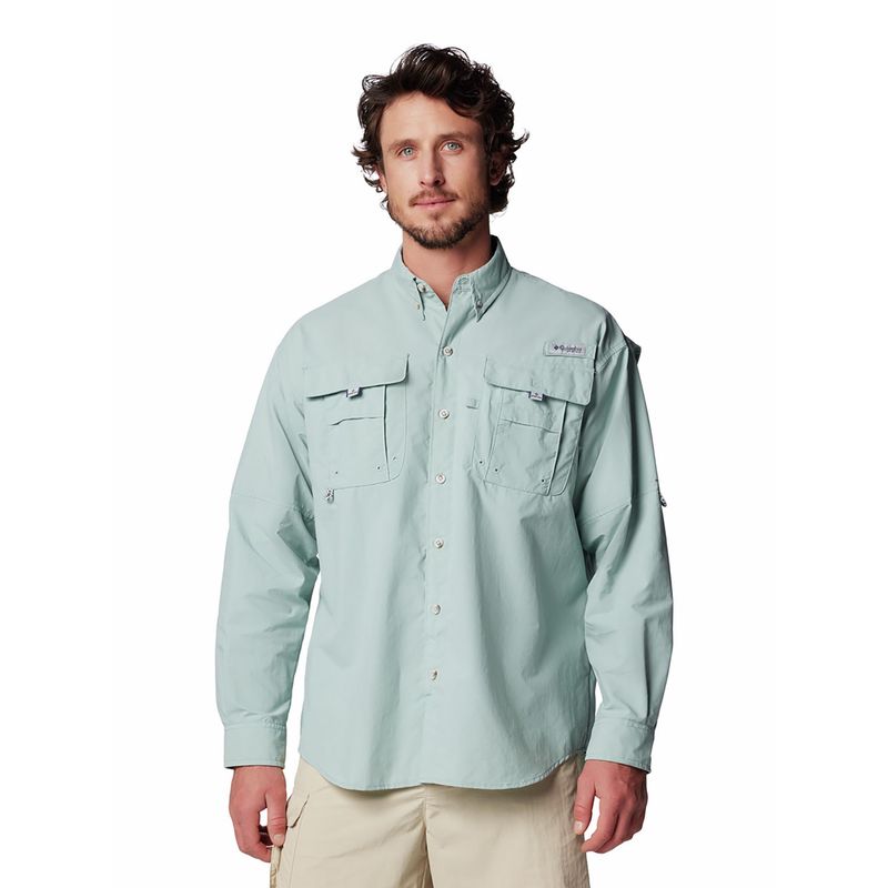 Columbia Mens Blue Omni-Shade Bahama II Long Sleeve Shirt (L)