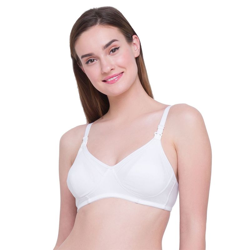 Candyskin Non Padded Non-Wired Solid Cotton Maternity Bra - White (36C)