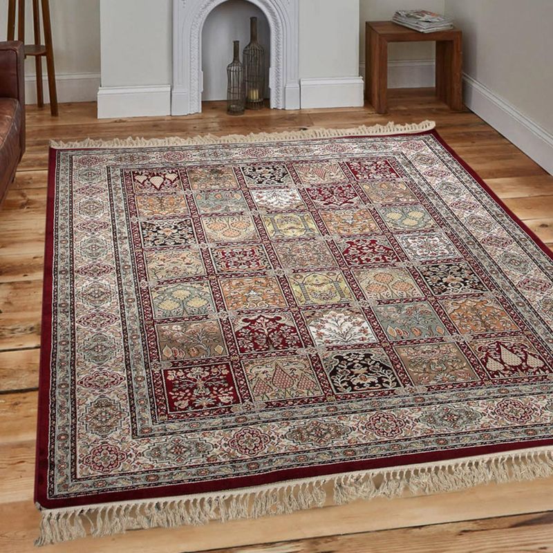 OBSESSIONS Multi and Maroon Solid Machine Made Rectangular Carpet (3x5 feet)