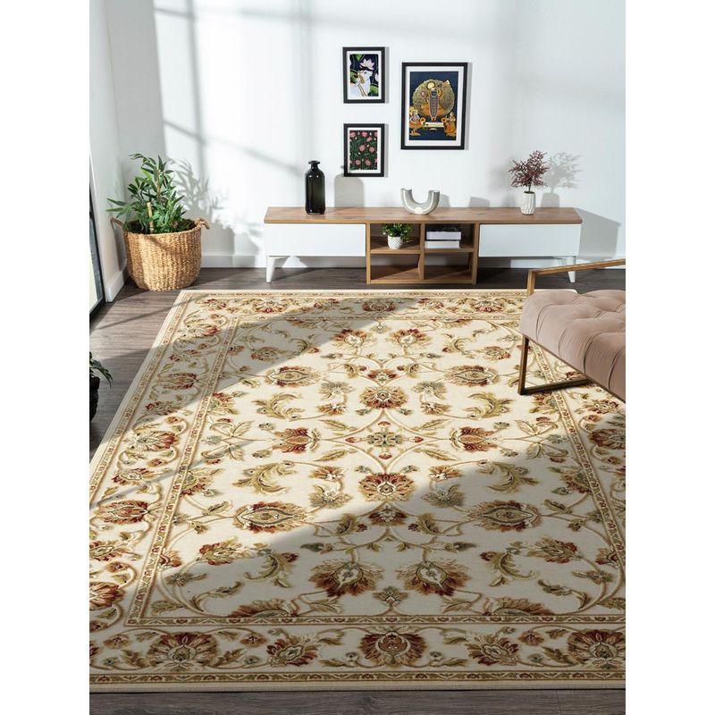 OBSESSIONS Cream Solid Machine Made Rectangular Carpet (3x5 feet)
