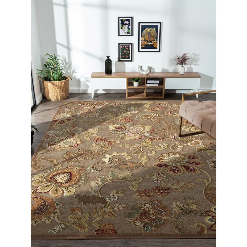 OBSESSIONS Brown Solid Machine Made Rectangular Carpet (3x5 feet)