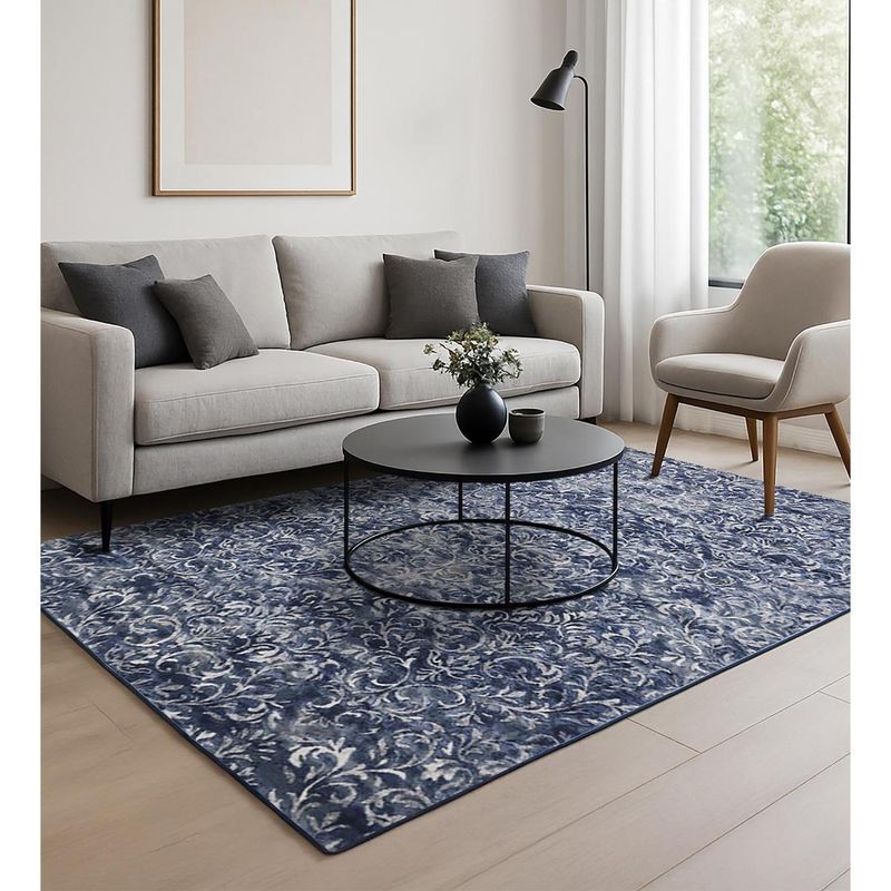 OBSESSIONS Blue Solid Machine Made Rectangular Carpet (3x5 feet)