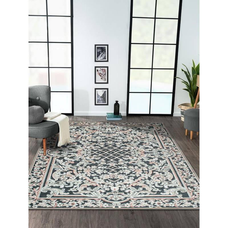 OBSESSIONS Cream and Grey Solid Machine Made Rectangular Carpet (3x5 feet)