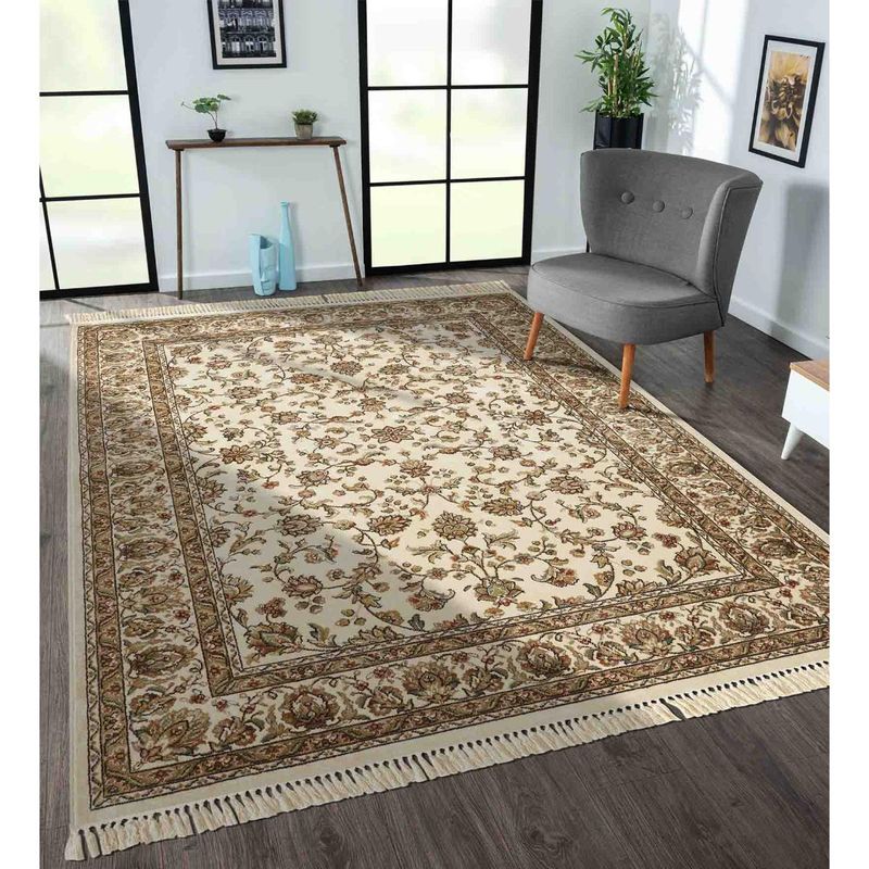 OBSESSIONS Cream Solid Machine Made Rectangular Carpet (3x5 feet)