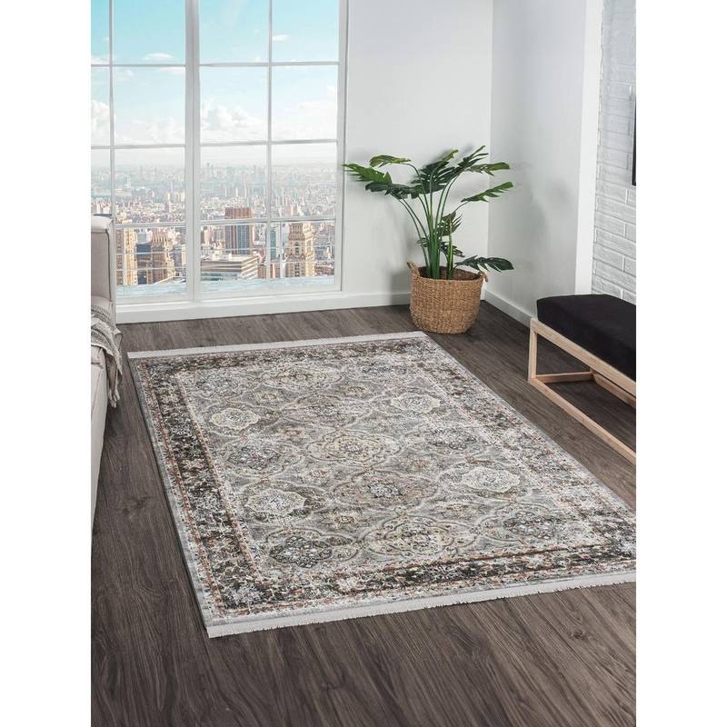 OBSESSIONS Grey Solid Machine Made Rectangular Carpet (3x5 feet)
