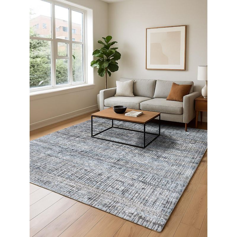 OBSESSIONS Blue and Cream Solid Machine Made Rectangular Carpet (3x5 feet)