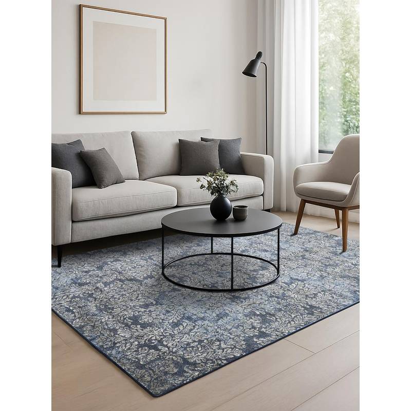 OBSESSIONS Blue Solid Machine Made Rectangular Carpet (3x5 feet)