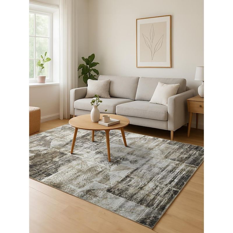 OBSESSIONS Brown Solid Machine Made Rectangular Carpet (3x5 feet)