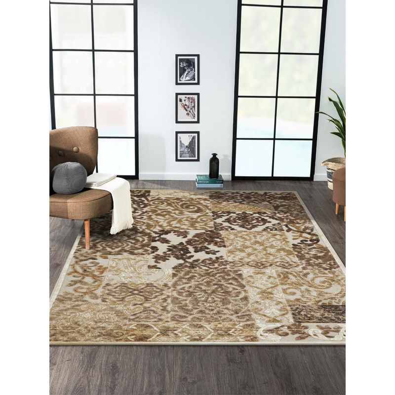 OBSESSIONS Brown and Beige Solid Machine Made Rectangular Carpet (3x5 feet)
