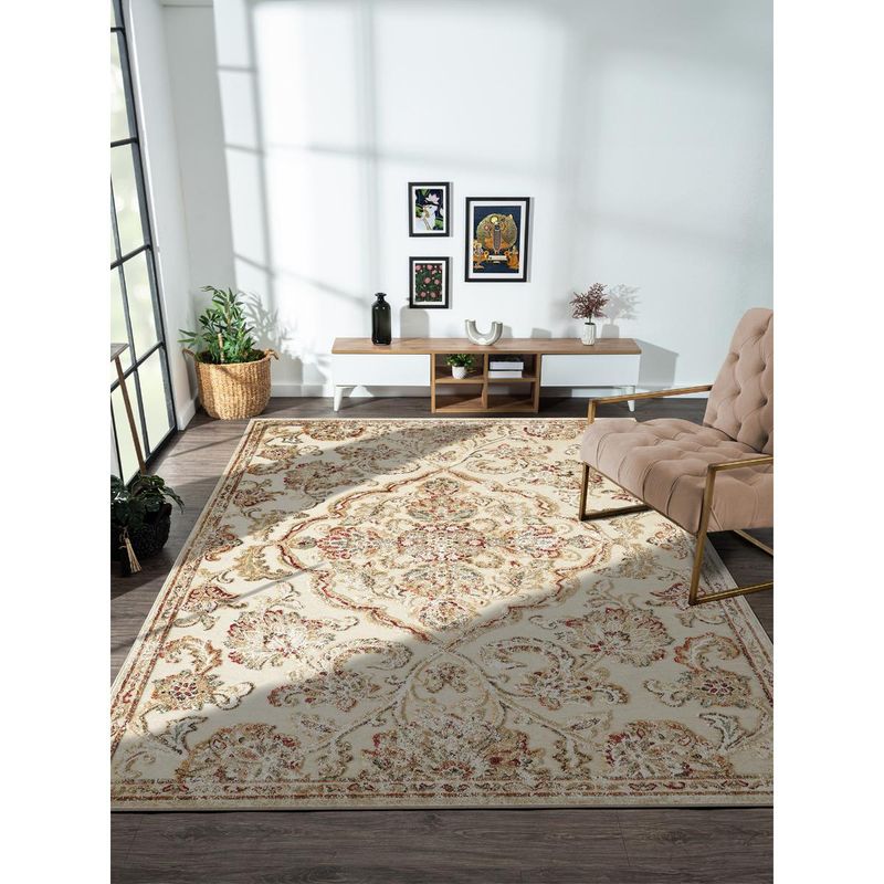 OBSESSIONS Beige Solid Machine Made Rectangular Carpet (3x5 feet)