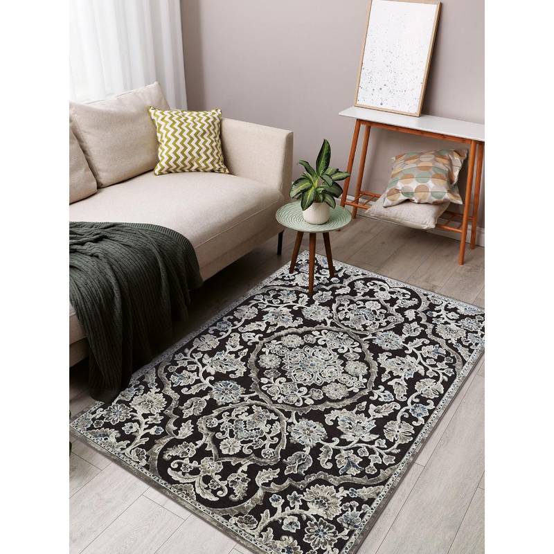 OBSESSIONS D.Brown Solid Machine Made Rectangular Carpet (3x5 feet)