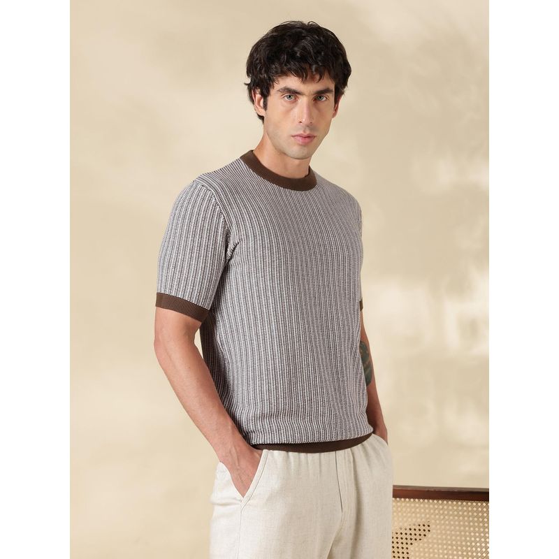 MR BUTTON Bronze Stripes Slim Fit T-shirt (S)