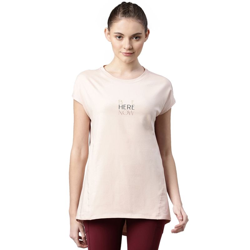 Enamor Womens A305-Cotton Spandex Antimicrobial Finish Active Stay Fresh T-Shirt-Rose Water (L)
