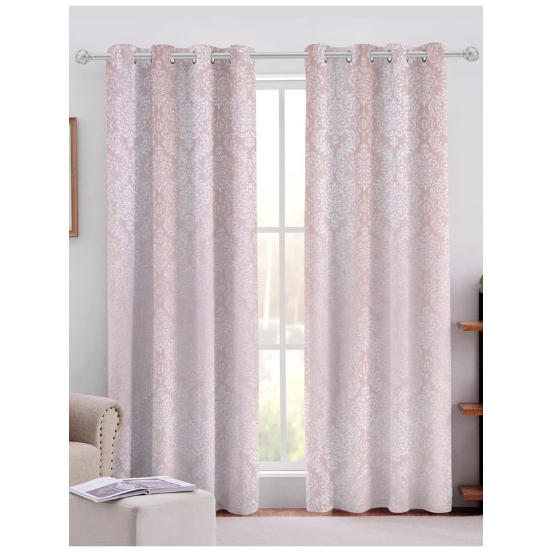 Sivya by Home Pink Cotton Jacquard Grommet Window Curtains (Pack of 2) (5 feet)
